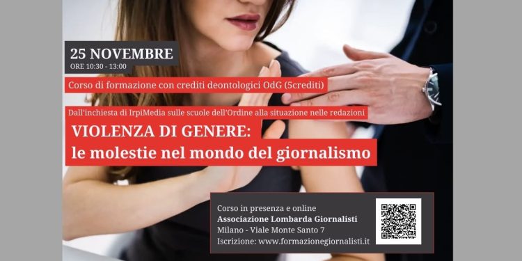 Violenza di genere: le molestie nel mondo del giornalismo, il corso di formazione organizzato dalla Alg in occasione del 25 novembre, giornata internazionale contro la violenza sulle donne
