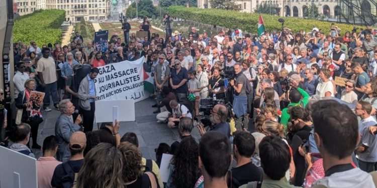 Belgium: Solidarity action with Gazan journalists unites 400 in urgent call for EU action