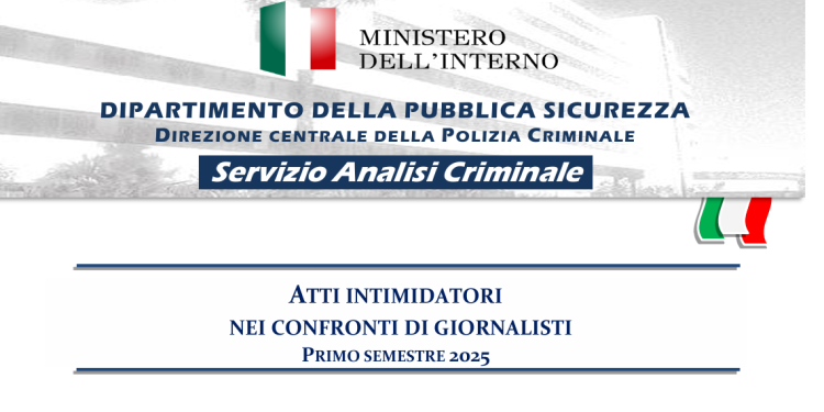 Atti intimidatori ai giornalisti, il report Criminalpol con i dati del primo semestre 2025