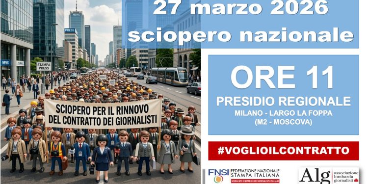 Giornalisti in sciopero il 27 marzo per il rinnovo del contratto Fnsi-Fieg