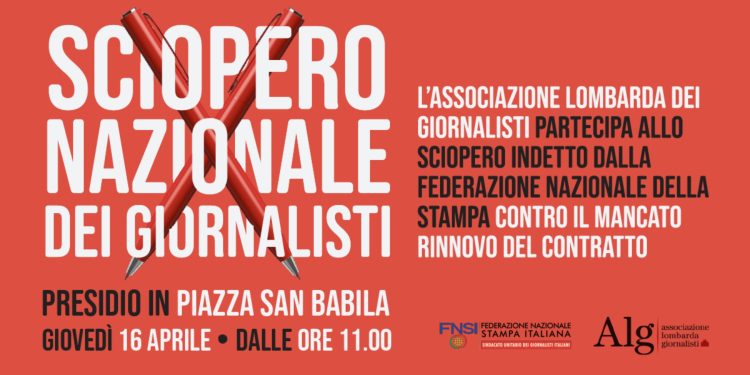 Giornalisti in sciopero il 16 aprile per il rinnovo del contratto Fnsi-Fieg