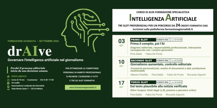 All’ALG arriva drAlve, corso professionalizzante con 24 crediti per giornalisti sull’IA