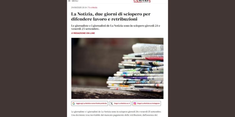 La Notizia: sciopero dei giornalisti. La solidarietà dell’ALG