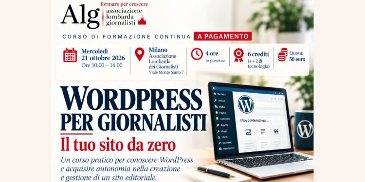 WordPress per Giornalisti: Il Tuo Sito da Zero. Il Nuovo Corso dell’ALG per 4 Crediti Formativi + 2 di Tecnologia