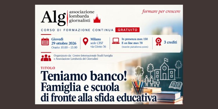 Corso di formazione: “Teniamo banco! Famiglia e scuola di fronte alla sfida educativa”